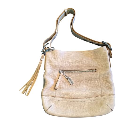 COACH L04S 1427 Legacy Medium Slim Shoulder Bag Parchment Pebble Leather Tassel - Picture 2 of 9